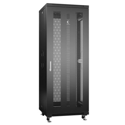 Шкаф серверный напольный Cabeus, IP20, 42U, 2055х600х1200 мм (ВхШхГ), дверь: перфорация, боковая панель: сплошная, разборный, цвет: чёрный