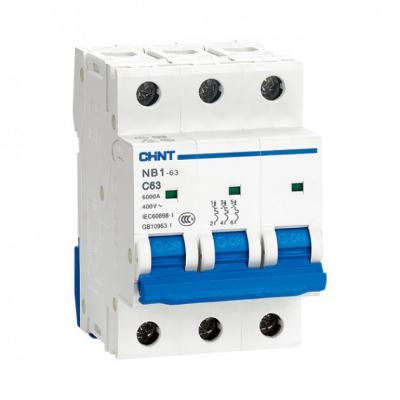 Автоматический выключатель CHINT NB1-63H, 3 модуль, C класс, 3P, 50А, 10кА, (CNT.179876)