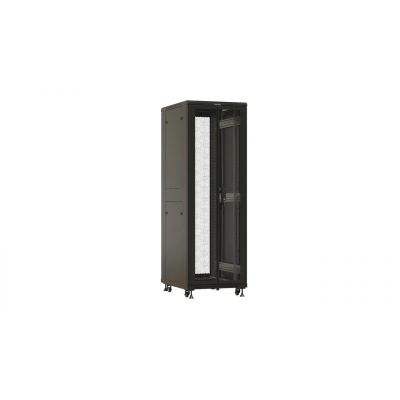 Шкаф серверный напольный Hyperline TTBR, IP20, 42U, 2055х600х600 мм (ВхШхГ), дверь: двойная распашная, перфорация, сплошная, разборный, цвет: чёрный